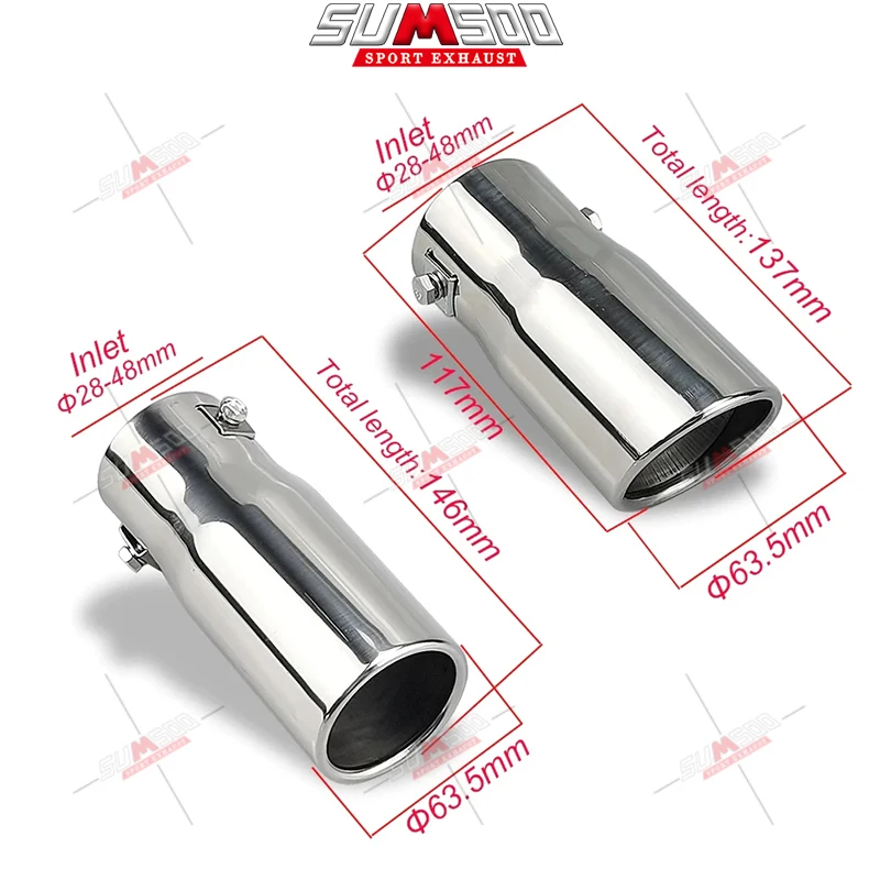 Car Tail Rear Chrome Round Exhaust Pipe Tail Muffler Tip Stainless Steel Car Rear Throat Liner Accessories Styling exhaust muffler tip