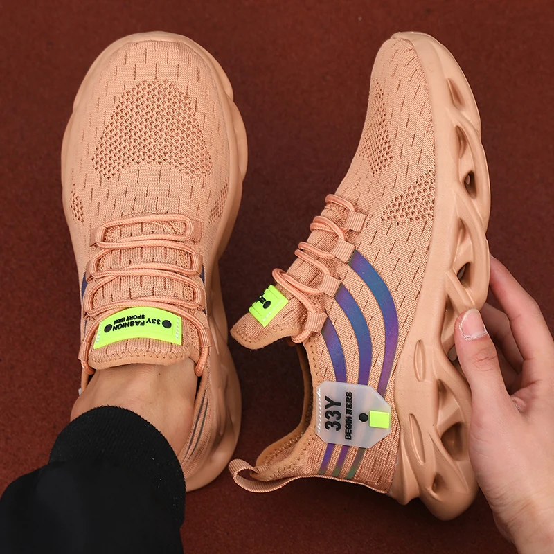 Men's Lace Up Mesh Shoes Unique Design Comfortable Breathable Non Slip Insole Running Training Basketball Platform Sports Shoes 4