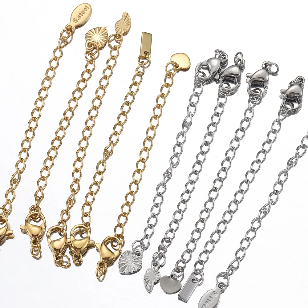 5 Stück 10 Stück Edelstahl-Verlängerungsschwanzkette, Karabinerverschlüsse, Verbinder, verlängerte Kette für DIY-Armband, Halskette, Schmuckherstellung – Detail 11