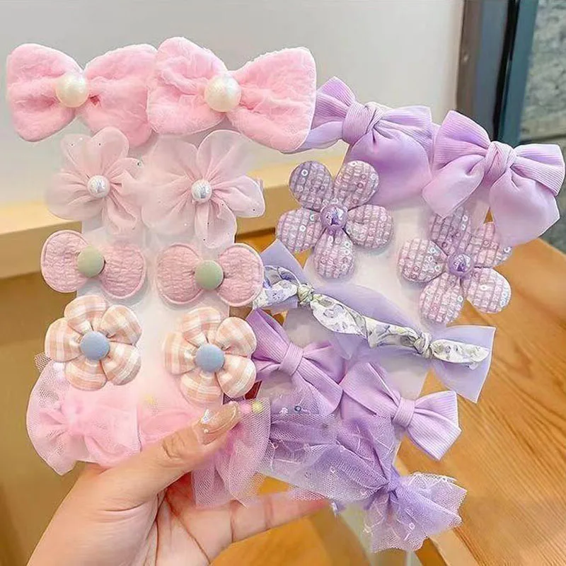 

10 шт./компл., заколки для волос с большим бантом и цветочным узором для девочек, модные детские милые заколки для волос в корейском стиле, заколки для волос, детские аксессуары для волос для детей