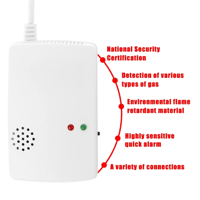 

Natural Gas Detector with LED Lights Warning Kitchen Gas Leak Alarm