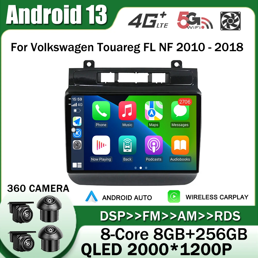 

Автомагнитола на Android 13 для Volkswagen Touareg FL NF 2010-2018, мультимедийный проигрыватель с GPS-навигацией для Carplay No 2Din, 2 Din, DVD