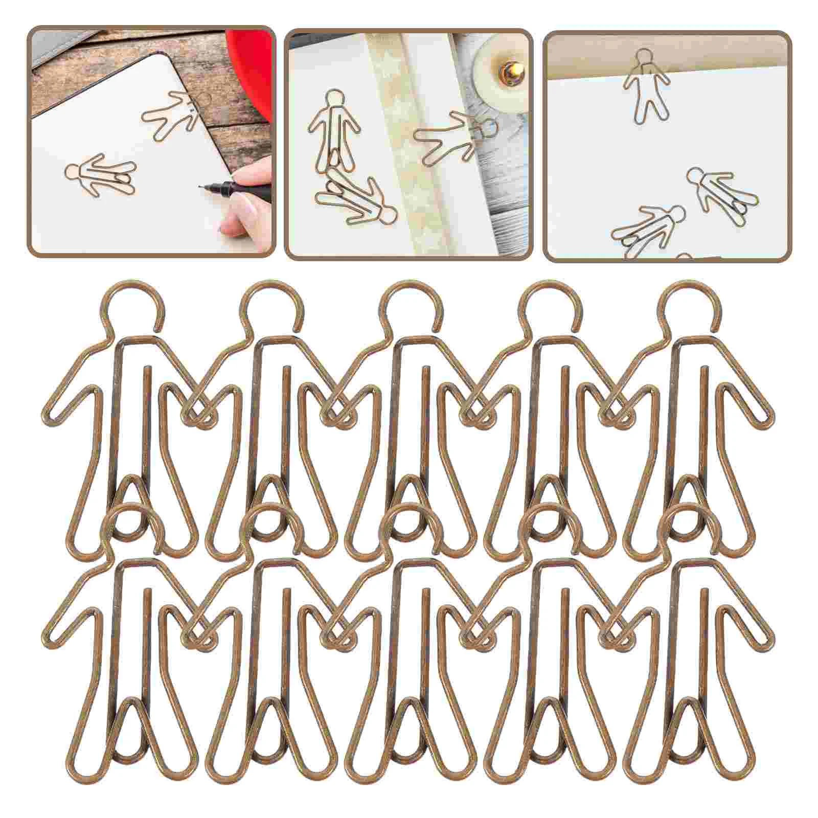 

20 Pcs Office Paper Clip Small Metal Clips Document Paperclips Villain File Decorative Funny
