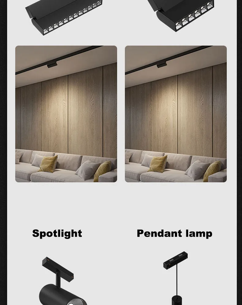 Description Picture 6 of item20-Thick Magnetic Track Light DC48V Aluminium Rail LED Downlight Spot Flood Grille Lamp Mordern Living Room Home Black White