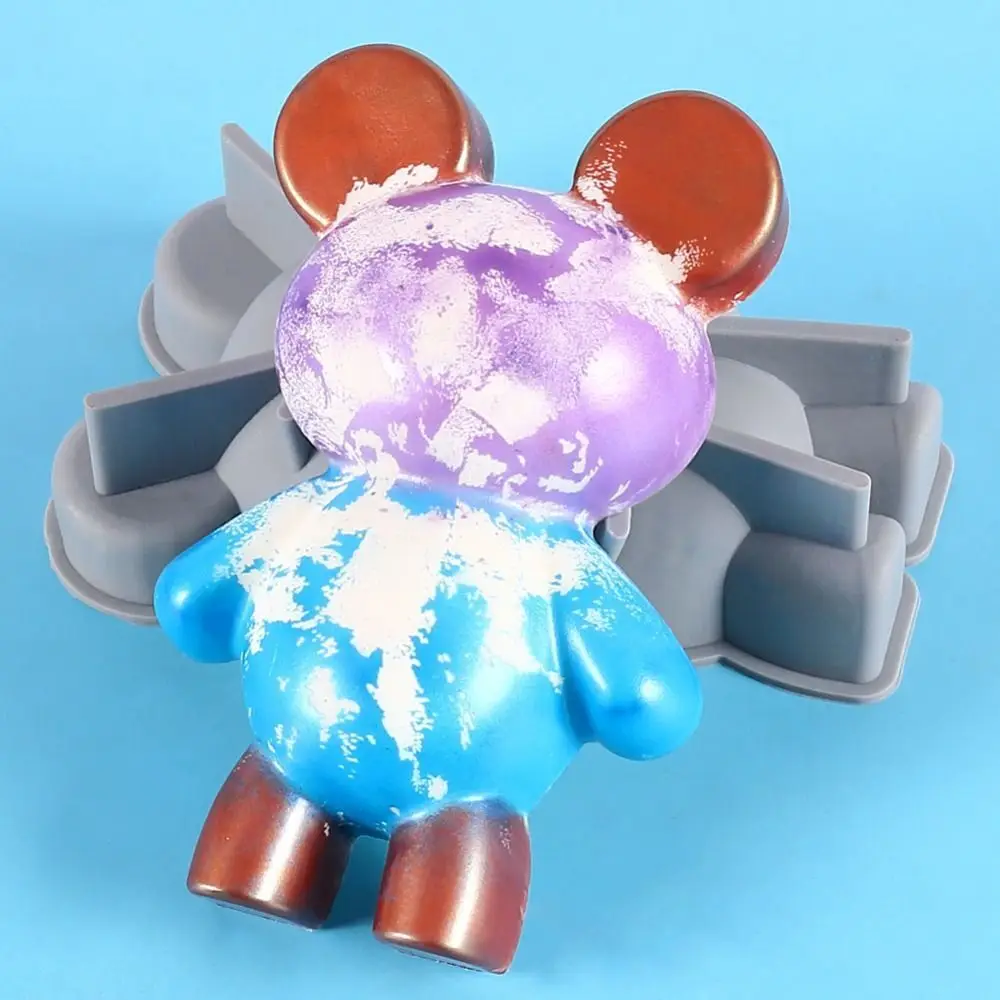 3D 테디 베어 DIY 드립 접착제 몰드, 회색 케이크 장식, 초콜릿 실리콘 몰드 베이킹 용품, 고품질