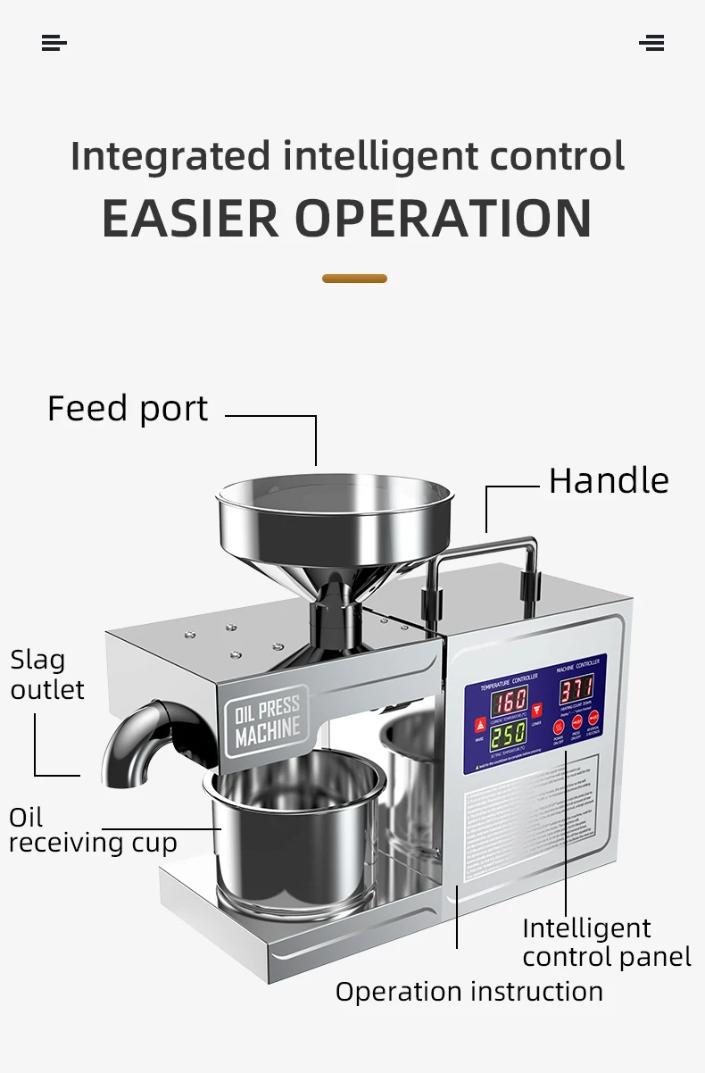 DIVEDEER Oil Press Automatic Household FLaxseed Oil Extractor Peanut Oil Cold Press Oil Machine Commercial Extraction Maker