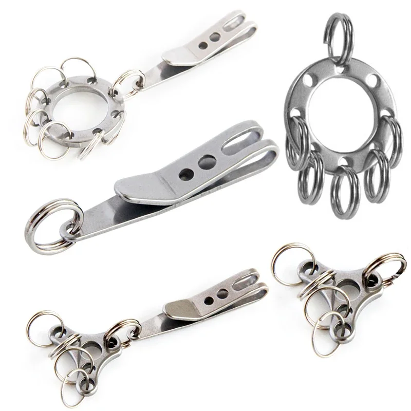 EDC Bag Clip with Key Ring Carabiner Stainless Steel Outdoor Quicklink Tool Expansion Keychain