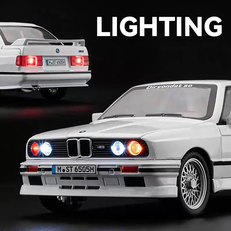 1:24 BMW M3 E30 Diecast Metal Miniature Car with Sound & Light Features