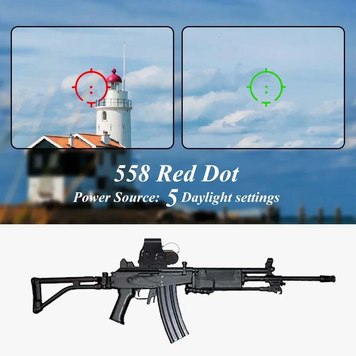 Holographic Collimator Red Dot Sight 553 556 558 For Hunting Airsoft Riflescope 20mm QD Rail
