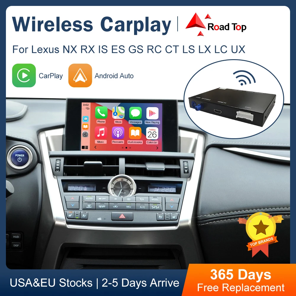 Kablosuz Apple CarPlay Android Auto için Lexus NX RX ES GS RC CT LS LX