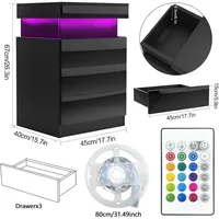 Таблица Chevet avec Station de Charge,Table de Nuit,Chevet de Lit avec 3, Tiroirs et Armoires Coulissantes Cachées Noir — изображение 4