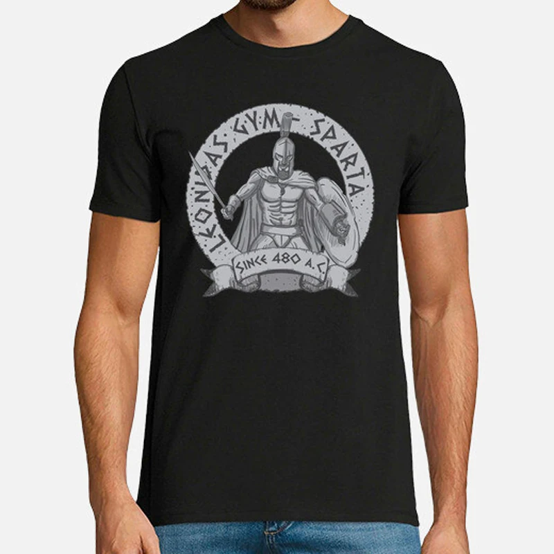 

Sparta Warrior Leonidas GYM Fitness Training T-Shirt Short Sleeve Casual 100% Cotton O-Neck Summer Mens T-shirt Size S-3XL