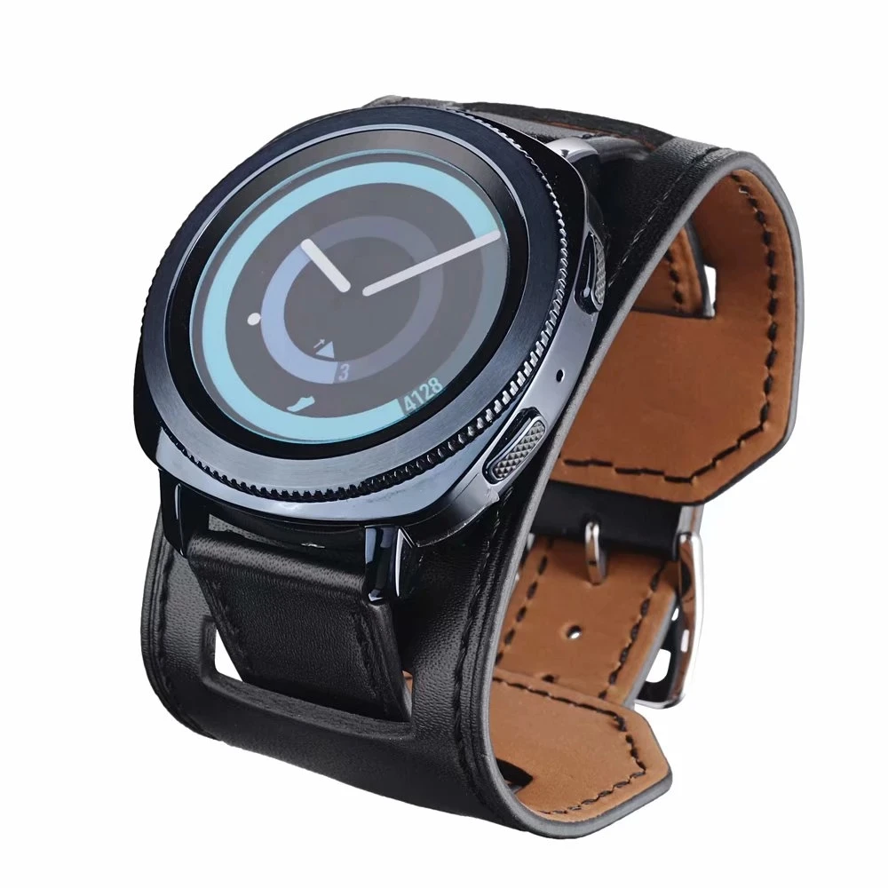 

20mm 22mm Leather Band for Samsung Galaxy Watch 4 Classic 46mm 42mm/Active 2 Band for Samsung Gear Sport S3/2 Cuff Bracelet Belt