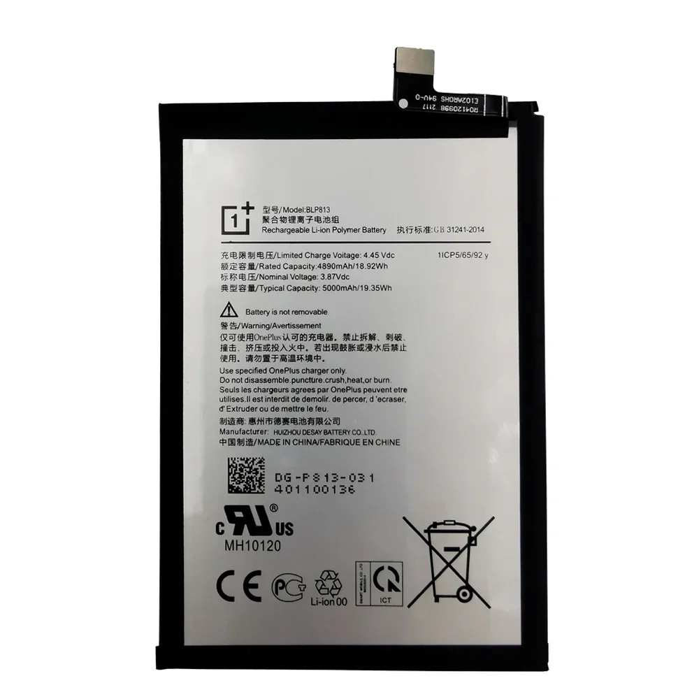 New Original High Quality For OnePlus Nord N100 BE2011, BE2012, BE2013 5000mAh BLP813 Battery