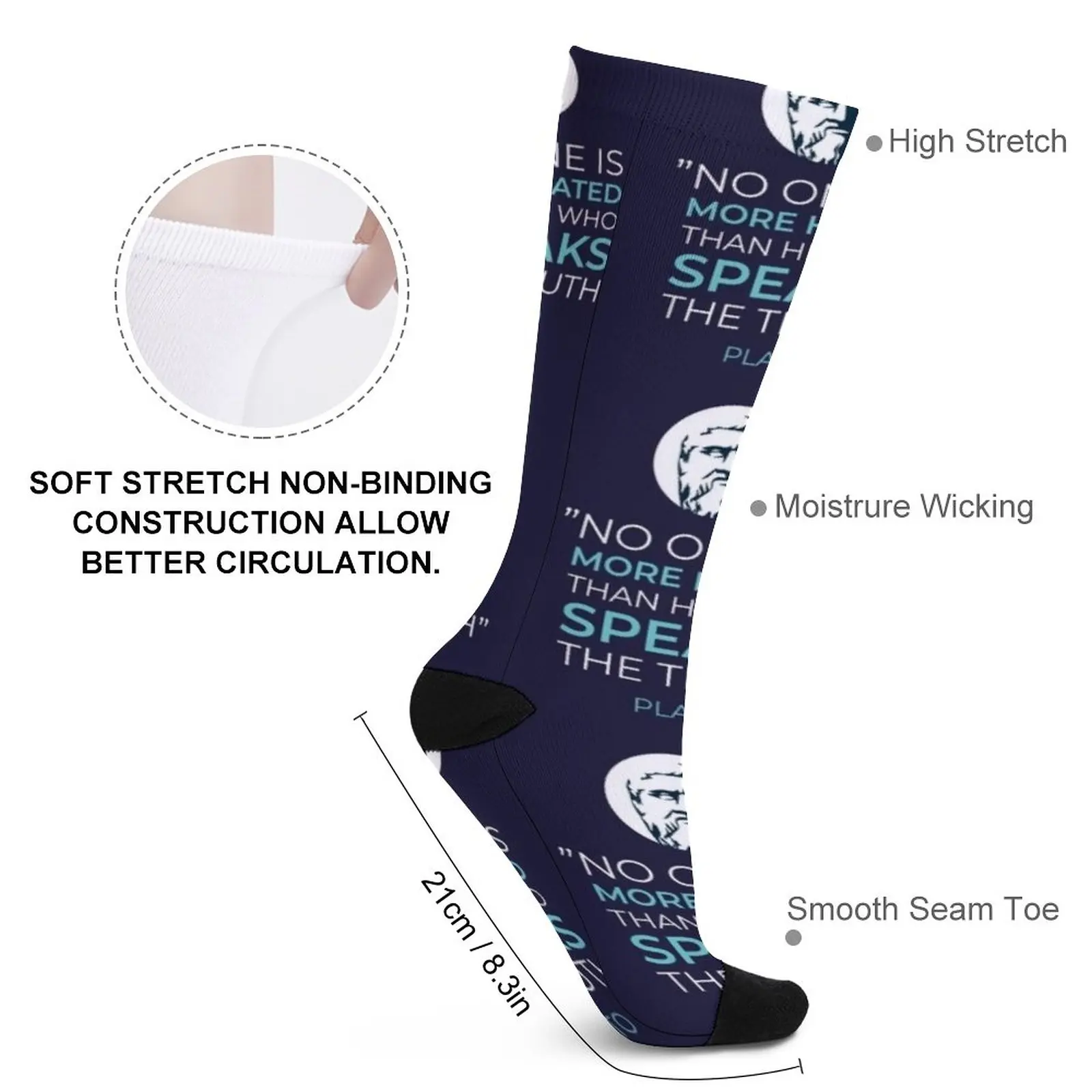 Philosopher, philosophy, Plato quote Socks Running socks man essential Women's socks high Men's soccer sock