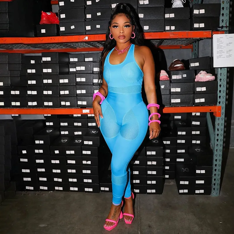 BKLD Women Clothing 2022 New Bodycon Jumpsuits Breathable Solid Color Fitness Sleeveless Jumpsuit One-Pieces Night Club Outfit