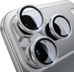 Orange Metal Glass Camera Lens Protector with Ring Lens Cover - 13 13Mini (Silver)