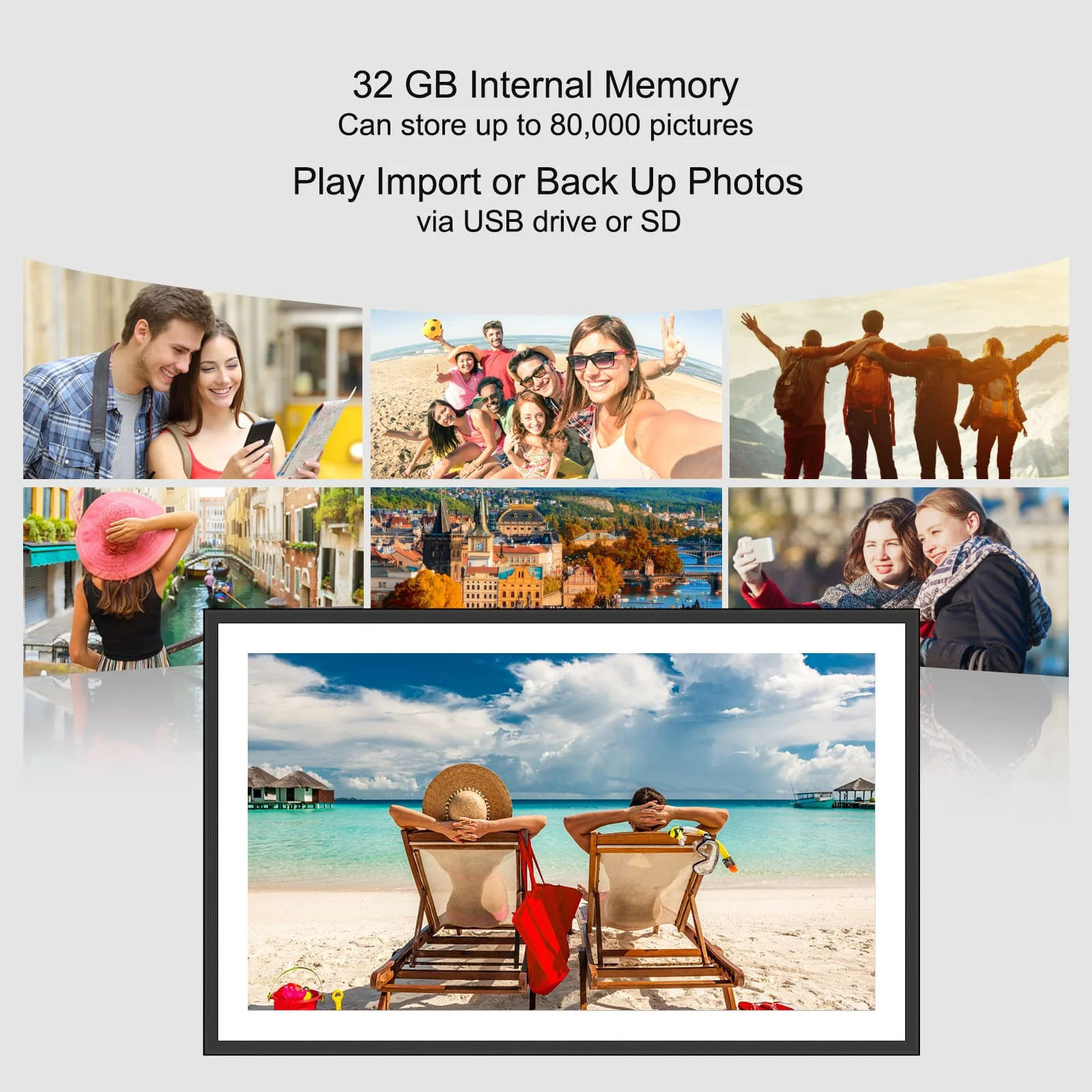Cadre Photo Numérique Frameo 10.1" WiFi - 32Go, Écran Tactile HD, Partage Appli