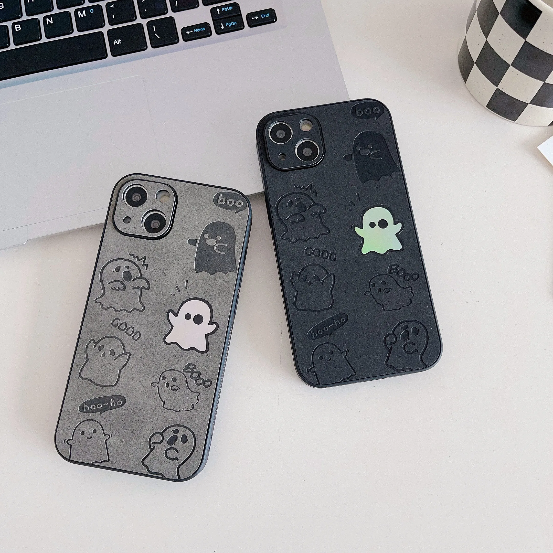 Retro Leather Texture Laser Ghost Pattern Per Iphone 14Pro 14Promax 14 13 13Pro 13Promax 12Promax 15 15Pro 15Promax Soft Shell