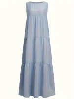 Light gray Women's Oversized Woven Dress Casual Bohemian Maxi Summer A-Line Long  Full Length Clothing Light gray - Image 3