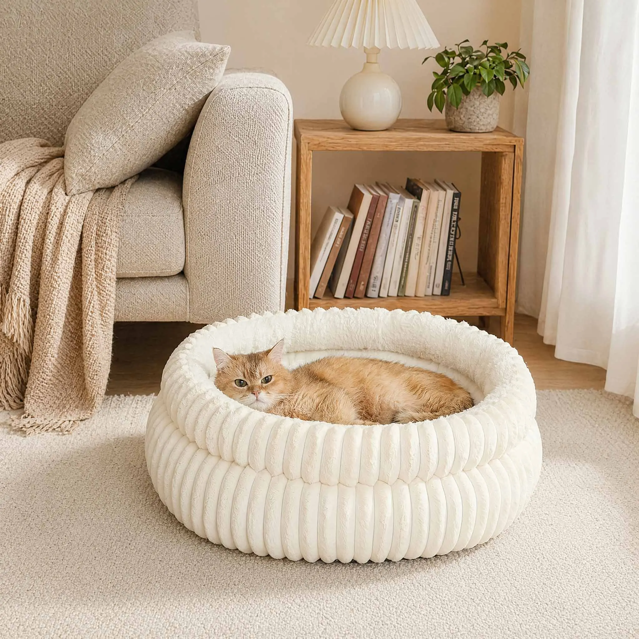 Cuccia rotonda e morbida per cani e gatti letto accogliente_voghion.com