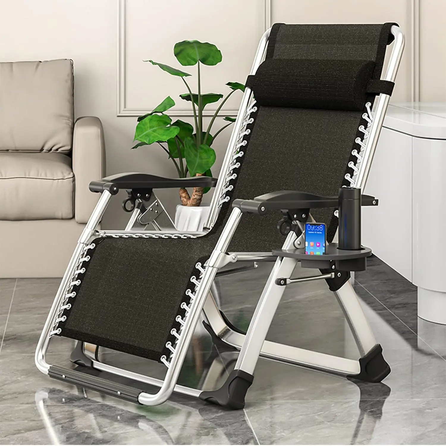 Comfy Chair, Folding Chair Recliner Chair for Bedroom and Living Room, Folding Reclining Patio Chairs Lounge with Removabl
