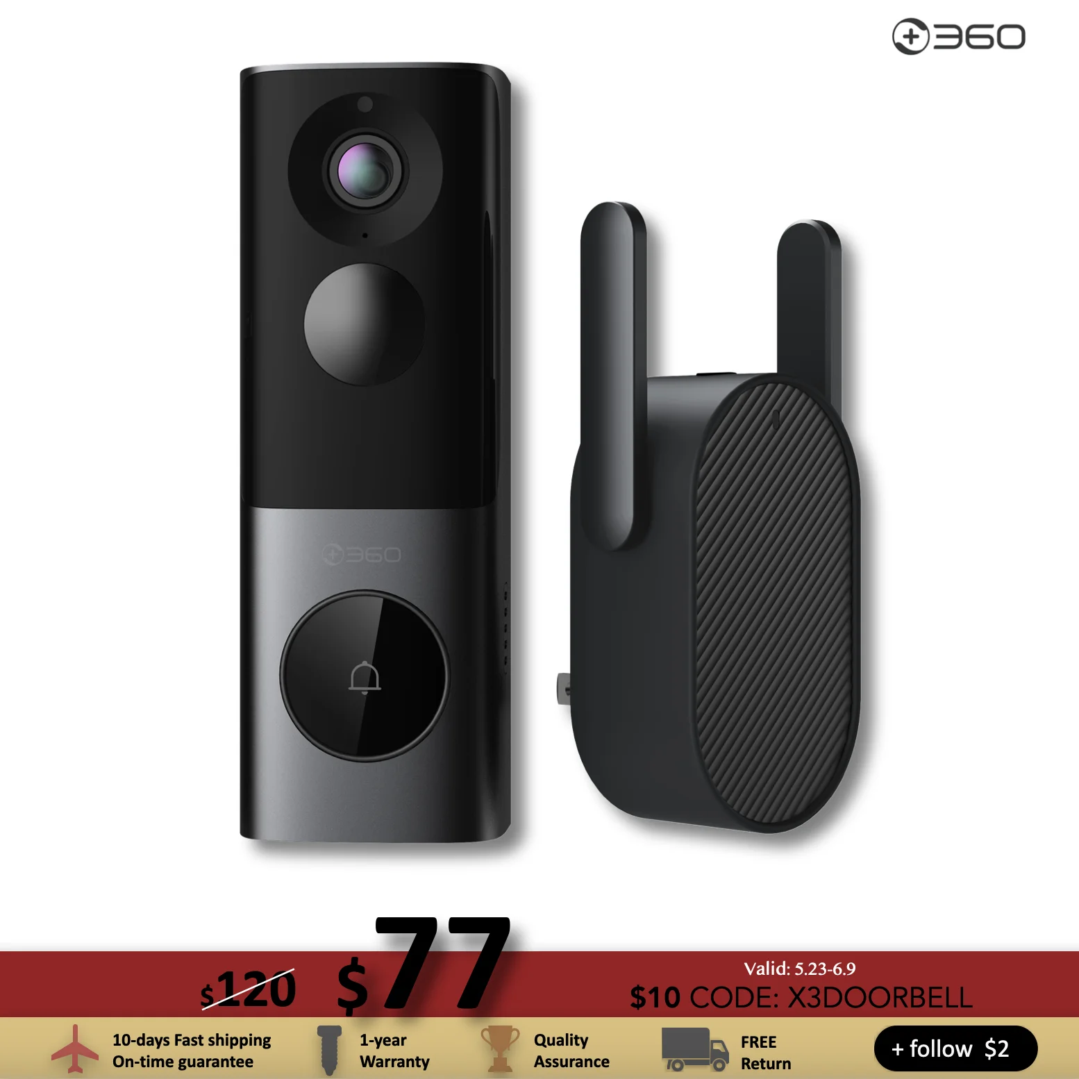 Vidéo Connectée X3, Wifi, 5mp/360 P, Pour Maison Connectée