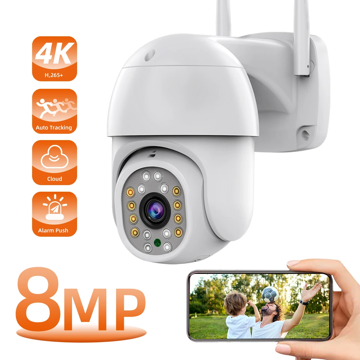 4k 8mp Ptz Camera Ultra Hd Outdoor Ai Human Detection Home Security