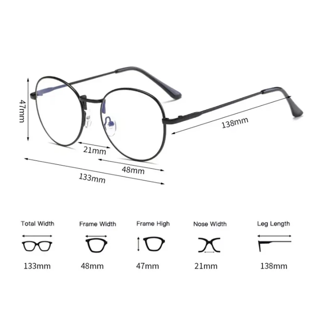Vintage Round Reading Glasses Metal Frame Clear Glasses Men Glasses  MIRROR Unisex Eye Glasses for Women