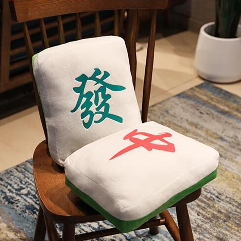 New 1pc Creative Mahjong Pillow Cushion Chinese Plush Toy Car Chair Backrest Mahjong Dice Funny Nap Pillow Sofa Home Decor Gift 3