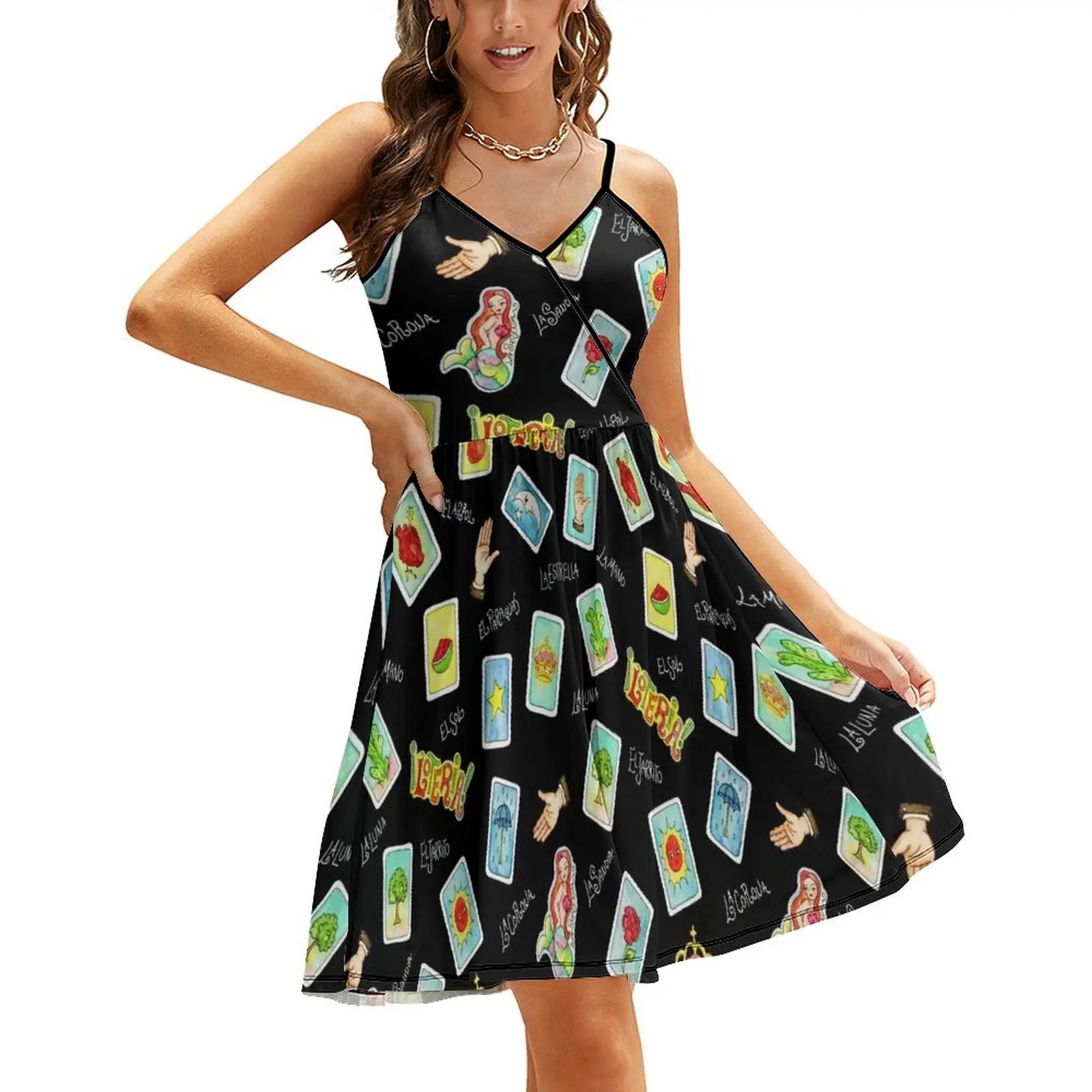 

Loteria cards and symbols Sling Dress wedding guest dress 2024 Woman clothes dress women elegant luxury