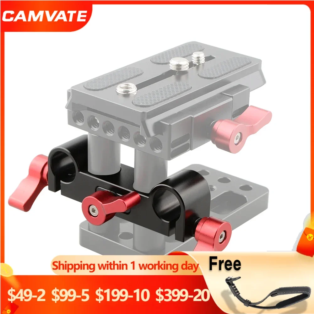 

CAMVATE 4 Holes 15mm Rod Clamp Compatible With Manfrotto Quick Release Plate For DSLR Camera Shoulder Mount Rig Support System
