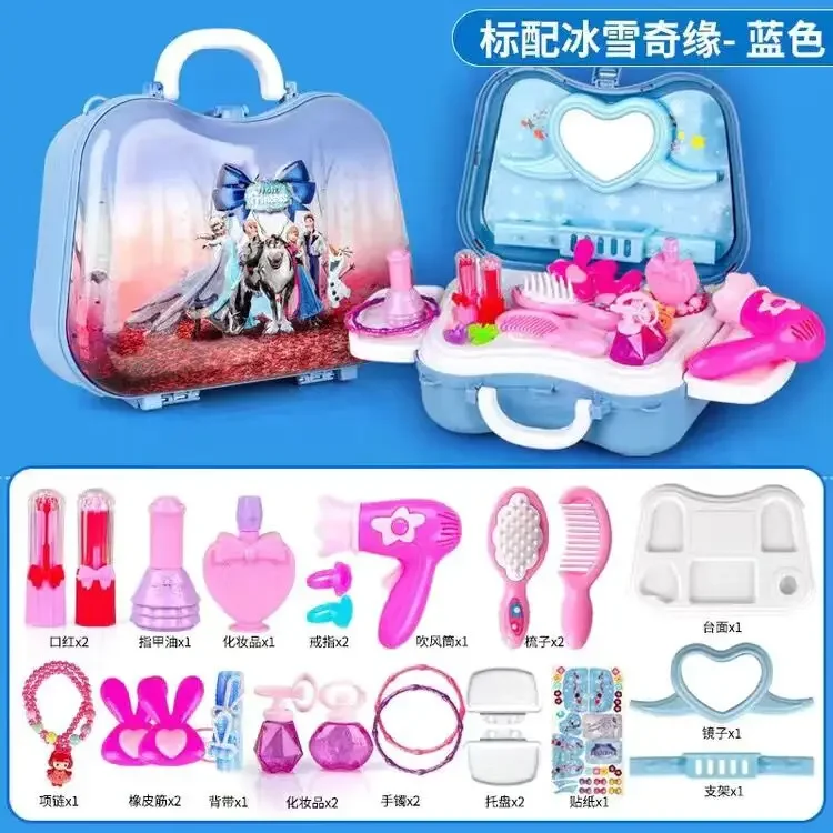 

Disney cartoon Frozen 2 elsa anna Makeup set girls Trolley case Cosmetic box set Handbag Suitcase kids Dressing toy