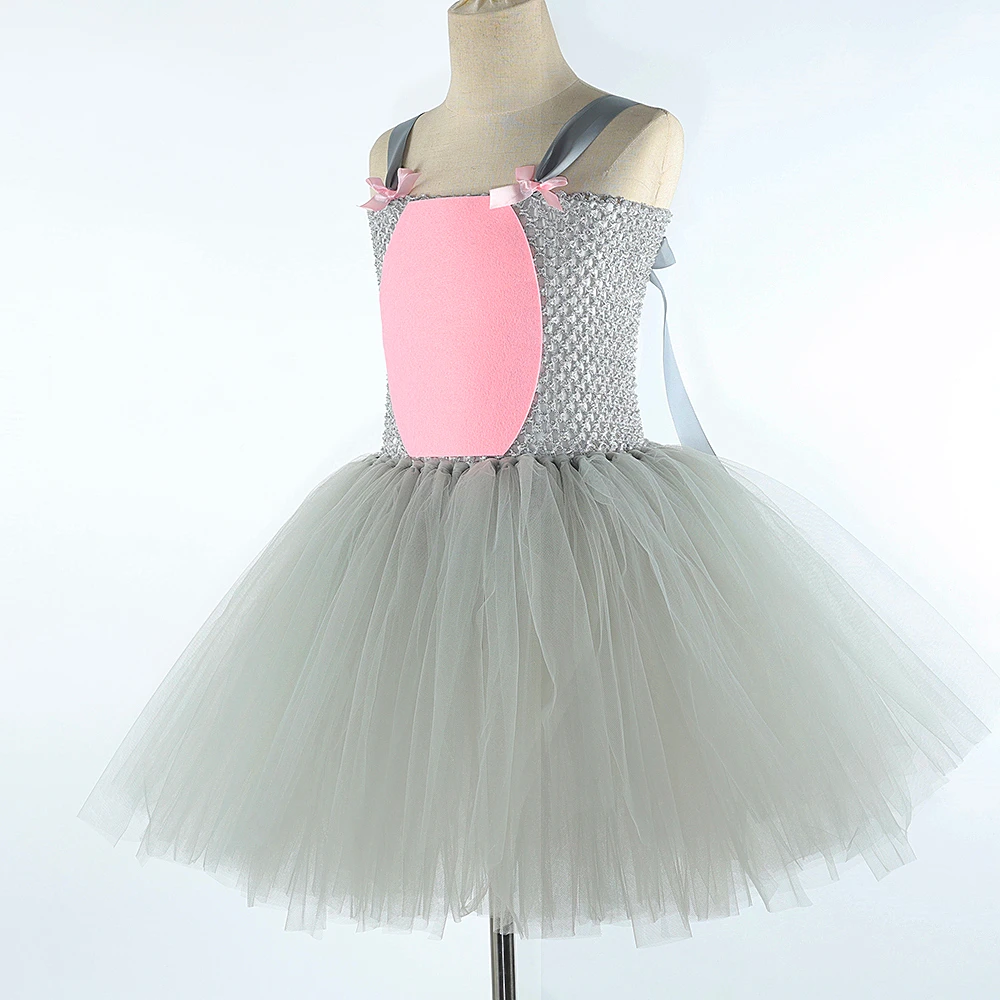 Baby Girls Pink Gray Mouse Costumes for Kids Toddler Grey Rat Tutu Dress  with Ears Bow Tie Tail Children Animal Halloween Outfit - AliExpress 1501