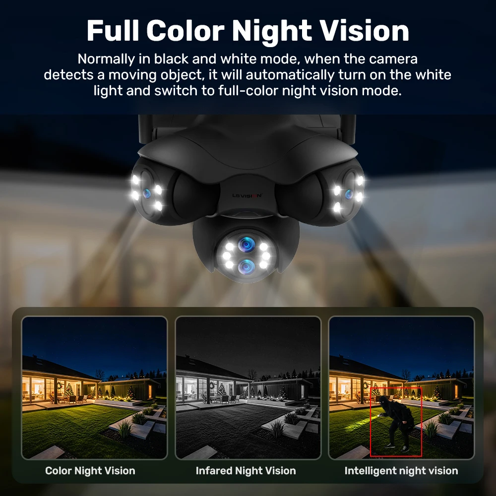 30MP Five Screens WiFi IP Camera 10X Optical Zoom PTZ Outdoor Security Camera Au