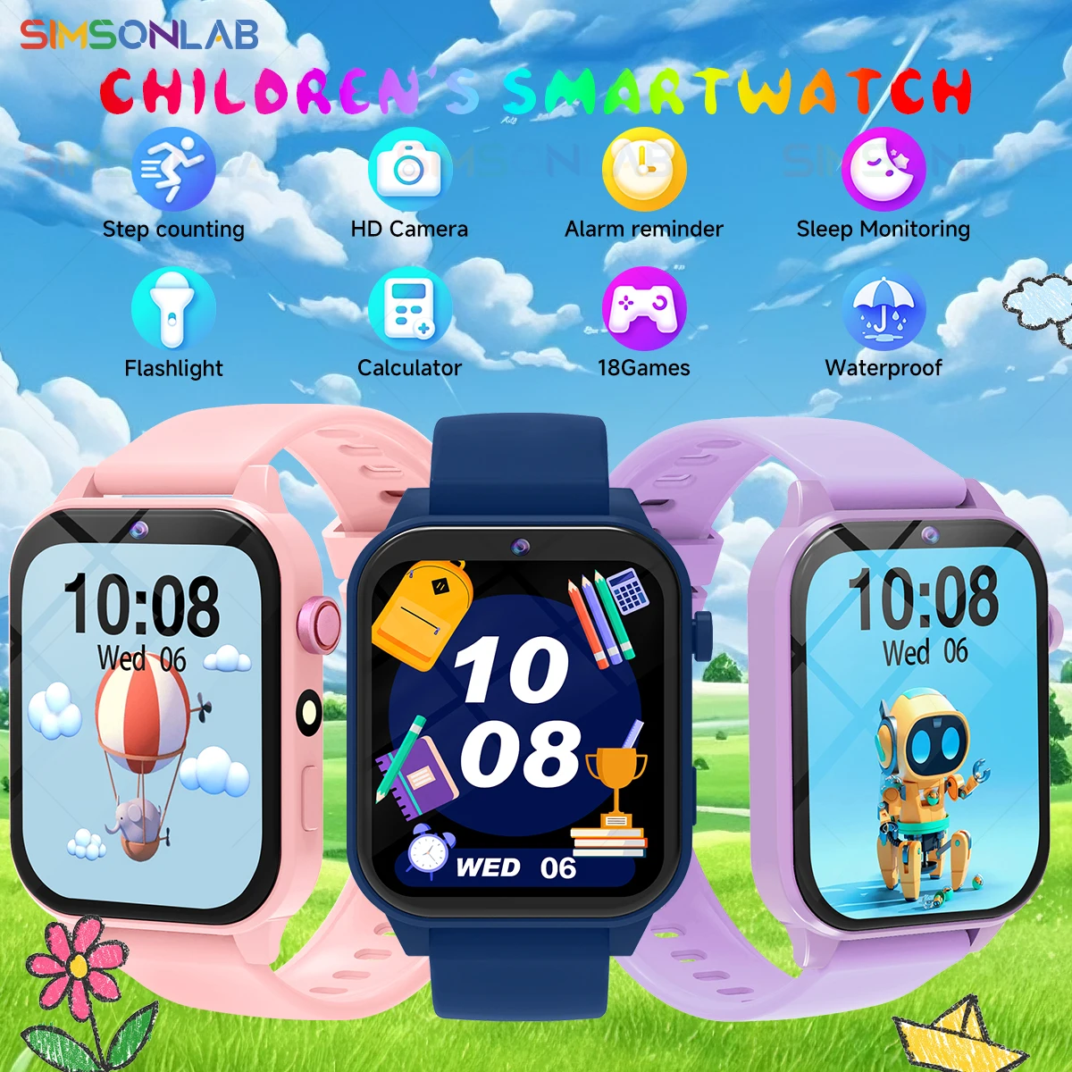 Kids Smartwatch Game Flashlight Toy Waterproof Electronics Touch Screen HD Camera Alarm Children watch Boy Girl Birthday Gift 1
