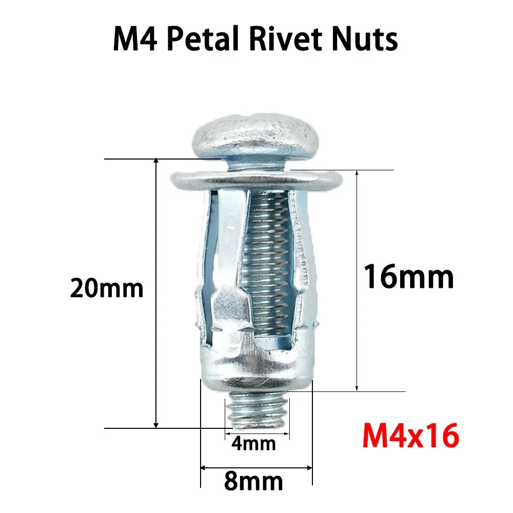 Petal Shape Metal Rivet Nut Kit Expansion ScrewNut M4 M5 M6 M8 Molly Jack Nut Rivnut License Plate Fix Panel Clamp Lock RivetNut rivet nut kit