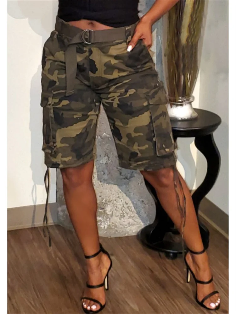 Wmstar Pants Women High Waist Zipper Button Camouflage Fashion Cargo Pockets Shorts Trousers  Summer Wholesale Dropshipping 2025