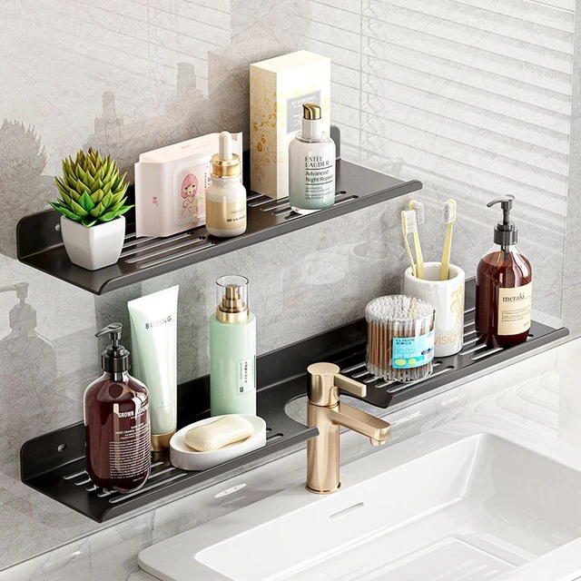 Bathroom Shelf Kitchen Storage Organizer Aluminum Alloy Shampoo Rack Shower  Shelf Bathroom Accessories No Drill Shelf - AliExpress