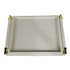 Storage Wooden Tray Leather Plate European Gray Metal Tray Rectangle with Handle Home Hotel Storage Ornaments Serving Plate 5