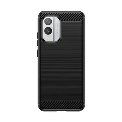 Shockproof Soft TPU Bumper Carbon Fiber Phone Case for Nokia X30 5G (Black)