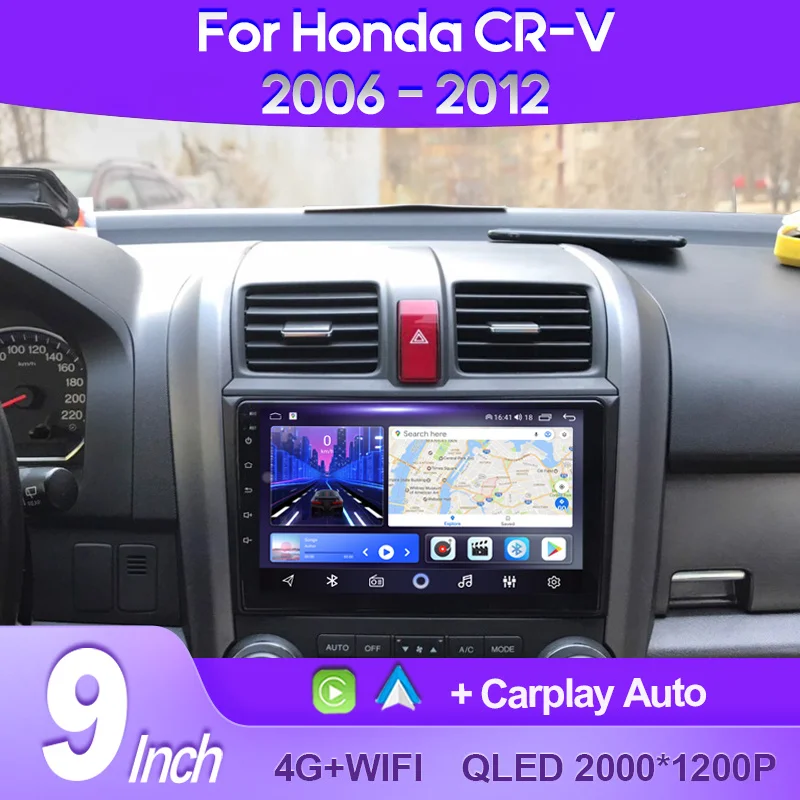 

QSZN For Honda CRV CR-V 3 RE 2006 - 2012 2K QLED Android 13 Car Radio Multimedia Video Player GPS AI Voice 4G CarPlay Head Unit