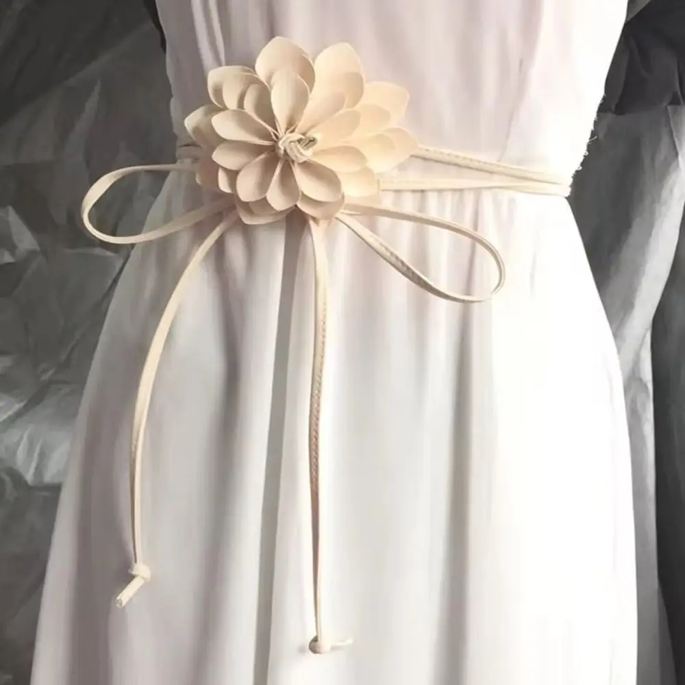 Elegant Floral PU Leather Woven Waist Belt