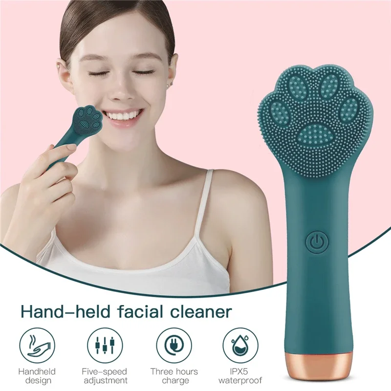 Rechargeable Electric Facial Silicone Cleansing Brush Vibration Sonic Massager Blackhead Remover Pore Clean Face Wash Skin Care 2 pcs cleansing massage finger cots skin care brush silicone clean face wash wash facial silicone silica gel washing