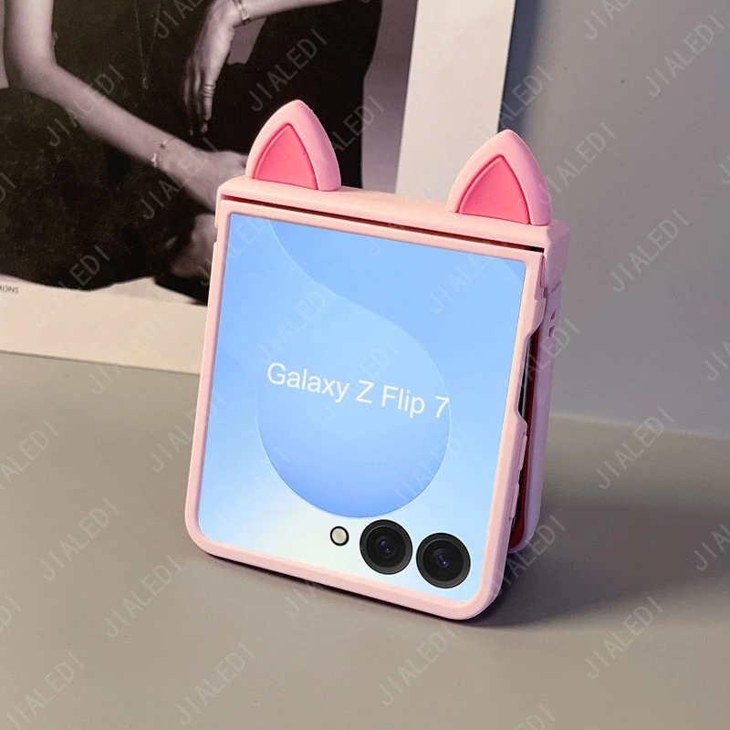 Cute Cat Ears Hinge Phone case For Samsung Galaxy Z Flip 7 thumbnail 9