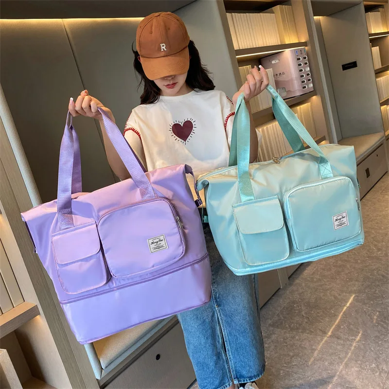 

Folding Single Shoulder Travel Bag Dry Wet Separation Fitness Bag Women Luggage Bag Sports Yoga Large Capacity Waterproof