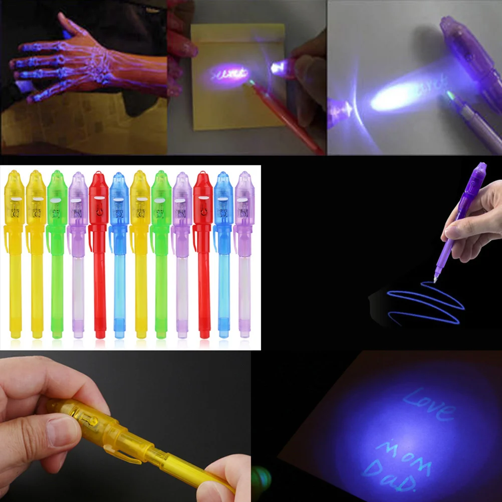 

Mixed Portable LED Pen Money Verification Pen Pen Invisable Ink Pen Light Pen With UV-Light For Store School (Random Color)