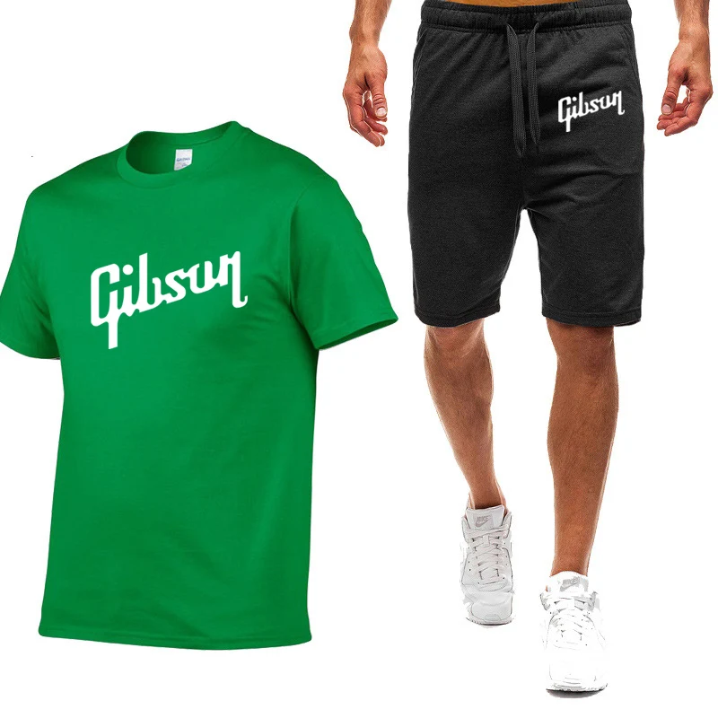 Gibson Summer style Men Nine Color printing Short-sleeved T-shirt Simple Casual comfortable Breathable outdoors Movement Suit