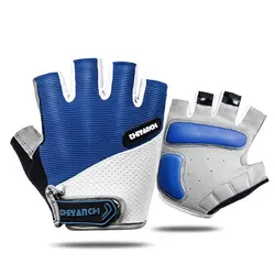 Unisex Anti - Slip Shock Absorbing Half Finger Cycling Gloves - XL (Blue)