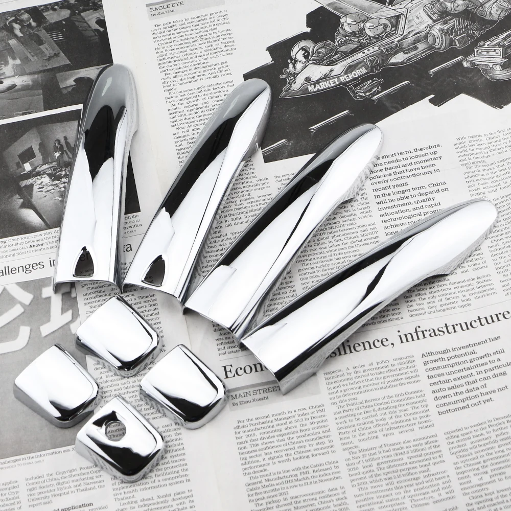 8-Piece ABS Chrome Car Exterior Door Handle Cover Trim Set - Stylish Decoration and Protection Accessories